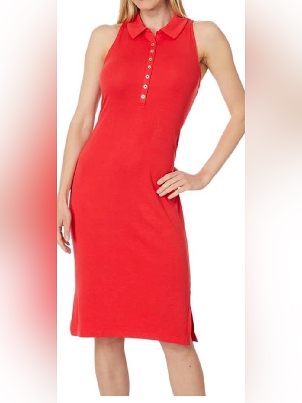 Lilly Pulitzer Reema Sleeveless Polo Midi Dress Red Size Medium